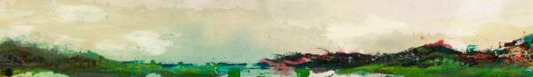 6 Assemblage Teil der Landscape Serie 20x120, Öl auf Leinwand