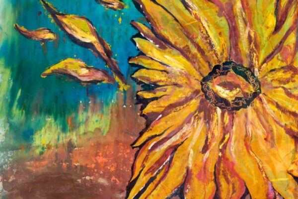 Sonnenblume im Wind, 180x130, Acryl auf Leinwand